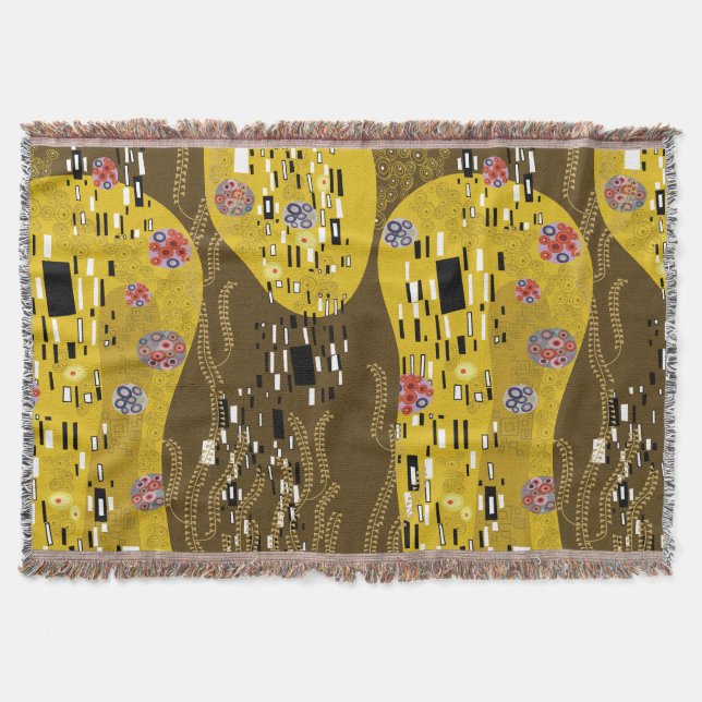 Klimt Inspiriertes Goldenes Muster Jugendstil Decke (Vorderseite)