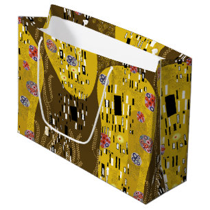 Klimt Inspiriertes Goldenes Muster Jugendstil Große Geschenktüte