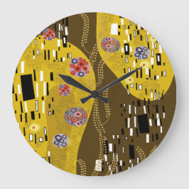 Klimt Inspiriertes Goldenes Muster Jugendstil Große Wanduhr