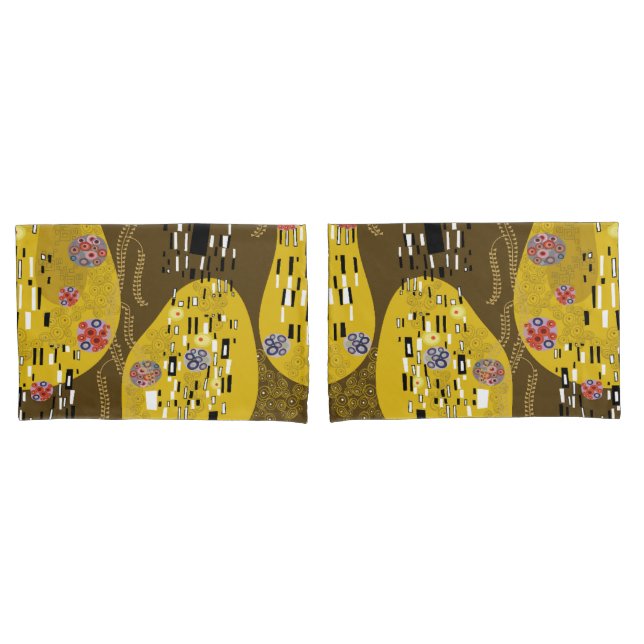 Klimt Inspiriertes Goldenes Muster Jugendstil Kissenbezug (Vorderseite-Set)