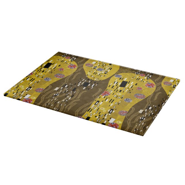 Klimt Inspiriertes Goldenes Muster Jugendstil Schneidebrett (Ecke)