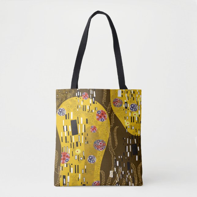 Klimt Inspiriertes Goldenes Muster Jugendstil Tasche (Vorderseite)