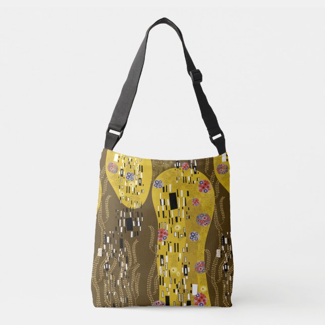 Klimt Inspiriertes Goldenes Muster Jugendstil Tragetaschen Mit Langen Trägern (Vorderseite)