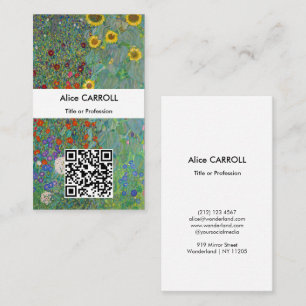 Klimt - Landgarten mit Sonnenblumen - QR-Code Visitenkarte