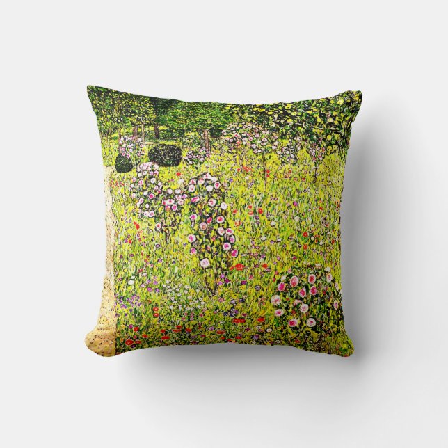 Klimt - Obstgarten mit Rose, Gustav Klimt art Kissen (Vorderseite)