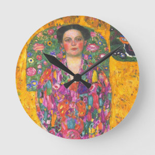 Klimt Portrait von Eugenia Primavesi Runde Wanduhr