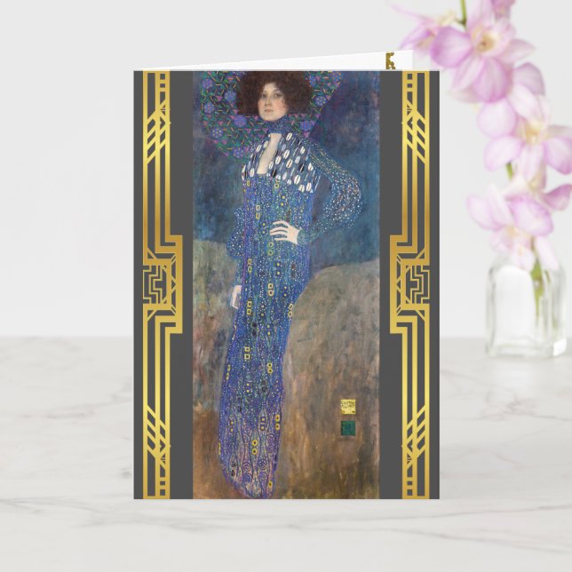 Klimt Restauated Portrait Emilie Floge Malerei Karte (Orchidee)