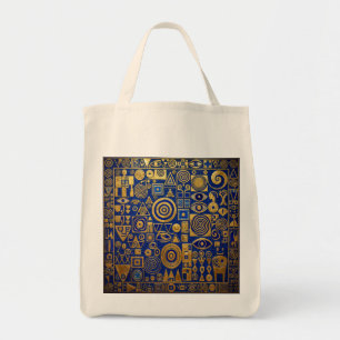 Klimt-Stil Blau+Gold Egyptian Revival Tragetasche