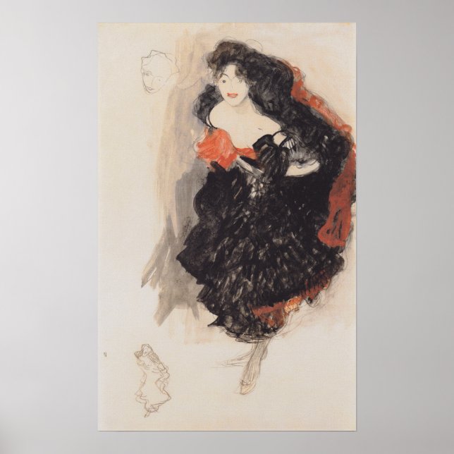 Klimt - Studie über Gemalde Judith 1908 Poster (Vorne)