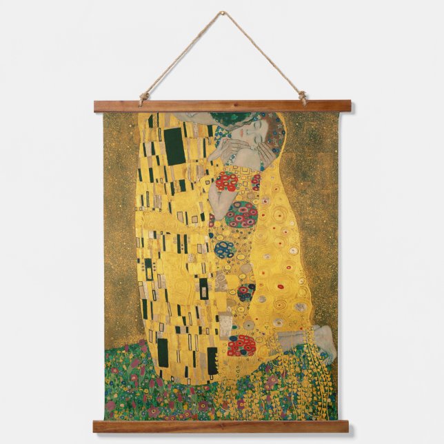 Klimt // The Kiss Painting Wandteppich Mit Holzrahmen (Vorderseite)