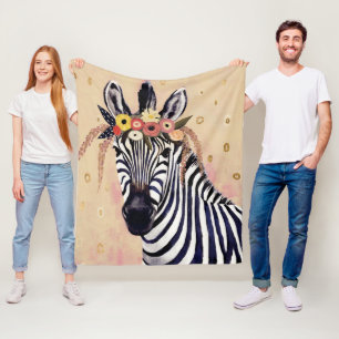 Klimt Zebra geschmückt in den Blumen Fleecedecke