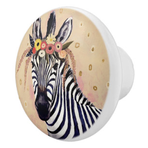 Klimt Zebra   geschmückt in den Blumen Keramikknauf