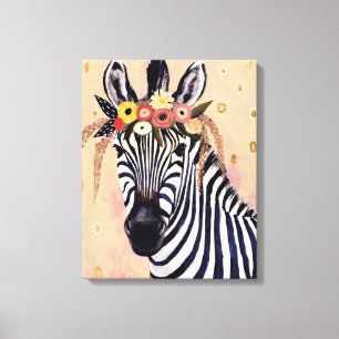 Klimt Zebra   geschmückt in den Blumen Leinwanddruck