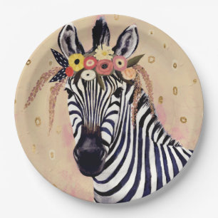 Klimt Zebra geschmückt in den Blumen Pappteller