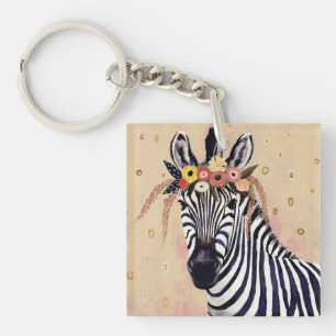 Klimt Zebra   geschmückt in den Blumen Schlüsselanhänger