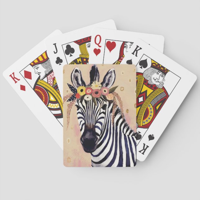 Klimt Zebra | geschmückt in den Blumen Spielkarten (Rückseite)
