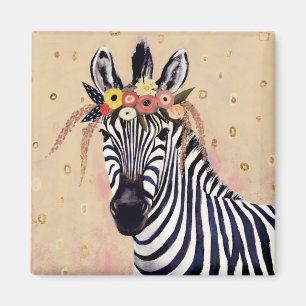 Klimt Zebra   In Blume verziert Magnet