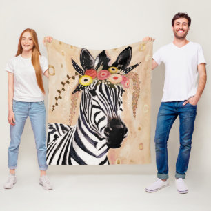 Klimt Zebra Krone der Blume Fleecedecke