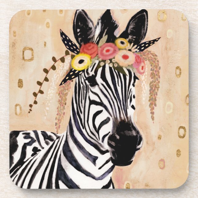 Klimt Zebra | Krone der Blume Getränkeuntersetzer (Vorderseite)