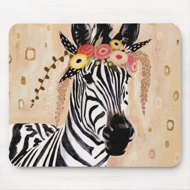 Klimt Zebra | Krone der Blume Mousepad (Vorne)