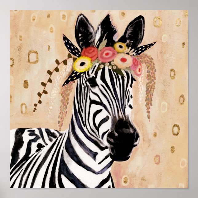 Klimt Zebra | Krone der Blume Poster (Vorne)