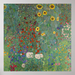 Klimts Bauerngarten mit Sonnenblumen Poster