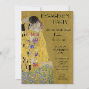 Klimts "Kiss - Art Nouveau Engagement Party" in Einladung