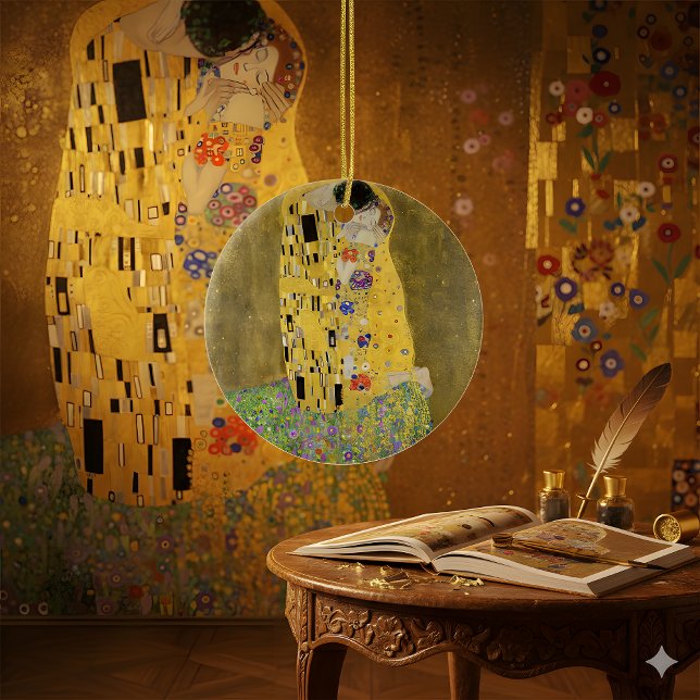 Klimts Meisterwerk Der Kuss - Ewige Embrace Keramik Ornament (Von Creator hochgeladen)