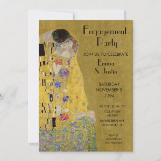 Klimts "The Kiss - Art Nouveau Engagement Party" Einladung