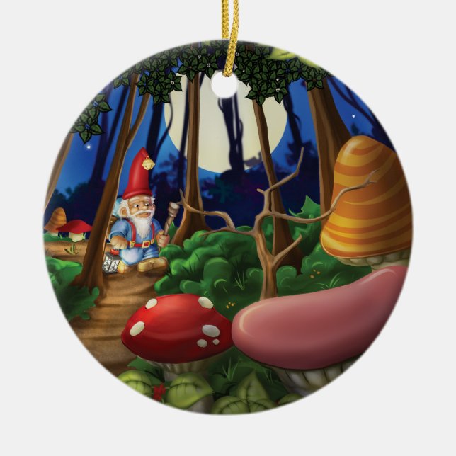 Klingel-Klingel wenig Gnome-Verzierung Keramikornament (Vorne)