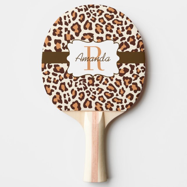 KLINGELN Leopard-Browns TAN SahnePong Paddel Tischtennis Schläger (Vorderseite)