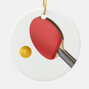 Klingeln pong Schläger und Ball Keramikornament