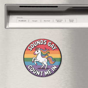 Klingt Gay Zähl Ich Mit Einhorn Regenbogenflagge L Magnet