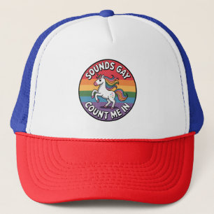Klingt Gay Zähl Ich Mit Einhorn Regenbogenflagge L Truckerkappe