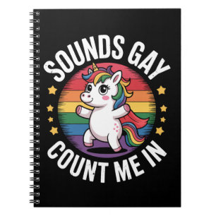 Klingt Gay Zähl Mich Ein Einhorn Regenbogen LGBTQ Notizblock