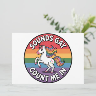 Klingt Gay Zähl Mich Ein Einhorn Regenbogenflagge Einladung