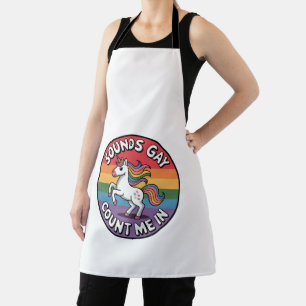 Klingt Gay Zähl Mich Ein Einhorn Regenbogenflagge  Schürze