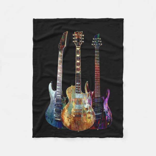 Klingt nach Musik. Farbige Gitarre Fleecedecke (Vorderseite)