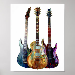 Klingt nach Musik. Farbige Gitarre Poster