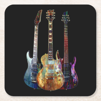 Klingt nach Musik. Farbige Gitarre Rechteckiger Pappuntersetzer
