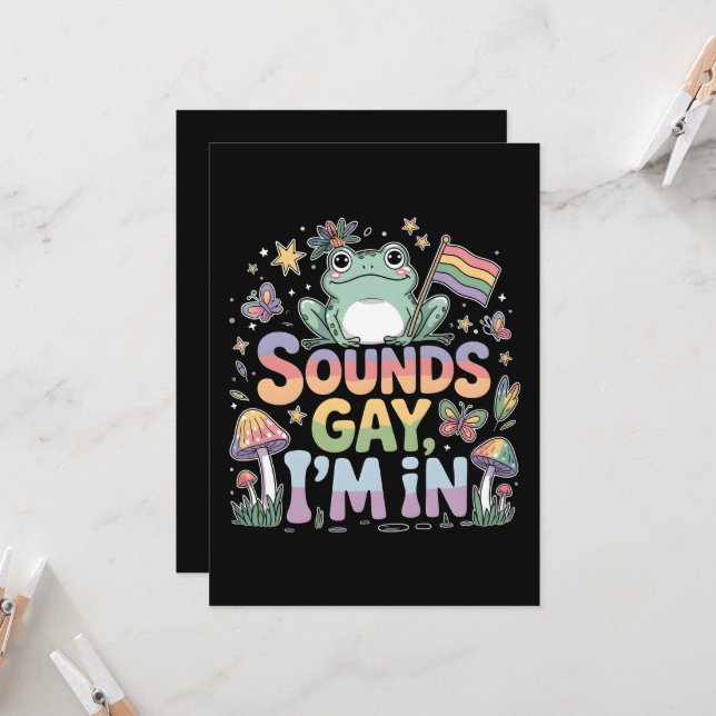 Klingt schwul, ich bin in Froschdesign Einladung (Vorderseite/Rückseite Beispiel)