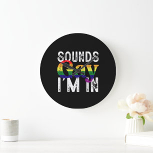 Klingt schwul, ich bin in Regenbogen-LGBT-Flagge P Große Wanduhr