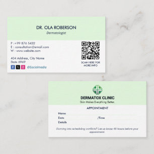 Klinik für Dermatologie   Saubere Ernennung Visitenkarte
