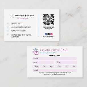 Klinik für Dermatologie   Saubere Ernennung Visitenkarte