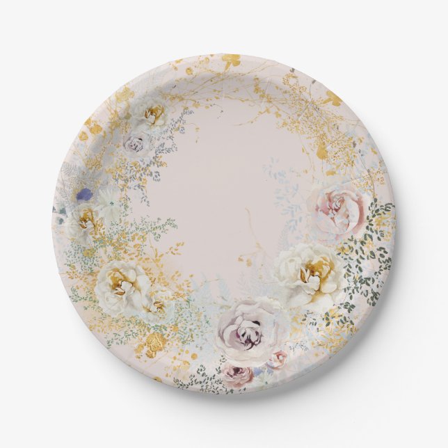 klinisch-botanisch-rosa Babydusche Pappteller (Vorderseite)