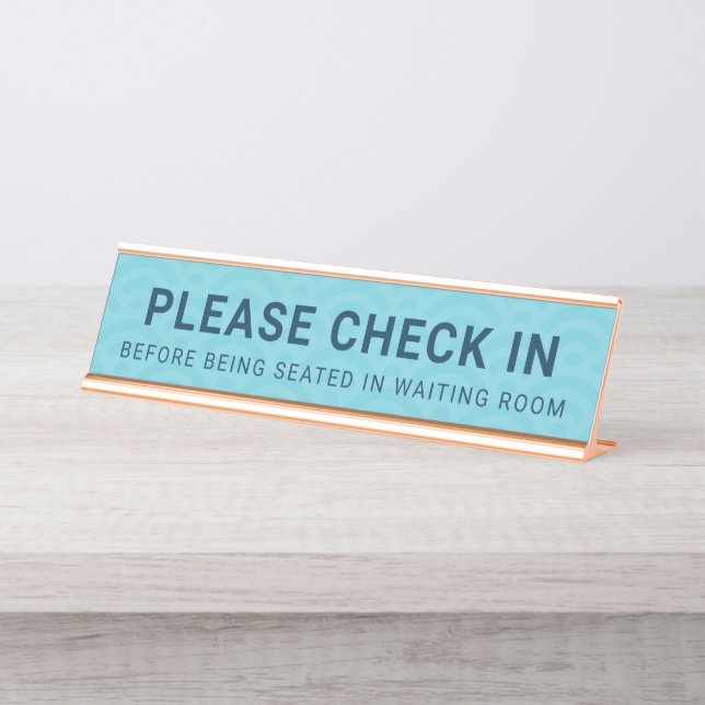 Klinische Empfang-Schreibtisch Zahnarzt Bitte Karo Schreibtischnamensplakette (Vorderseite )