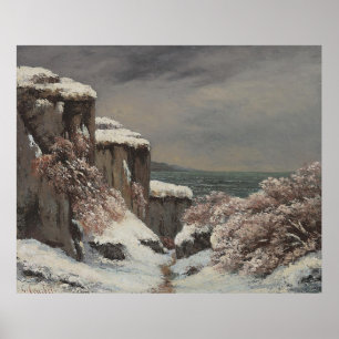 Klippen am Meer unter Schnee - Courbet Poster