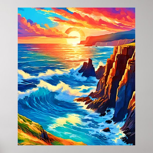 Klippen bei Sonnenuntergang: Die goldene Stunde de Poster (Vorne)