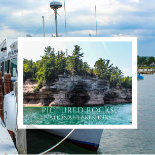 Klippen, Höhlen, Lake Superior, Pictured Rocks, MI Postkarte