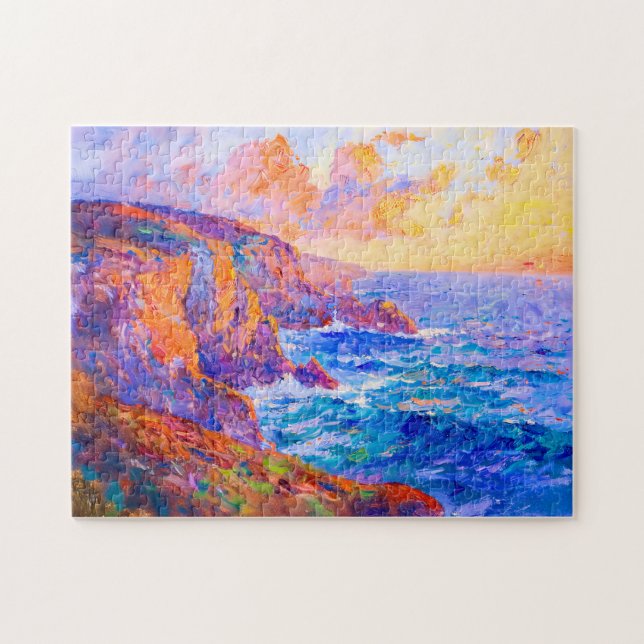 Klippen in fiery Sunset Impressionist Landschaft (Horizontal)